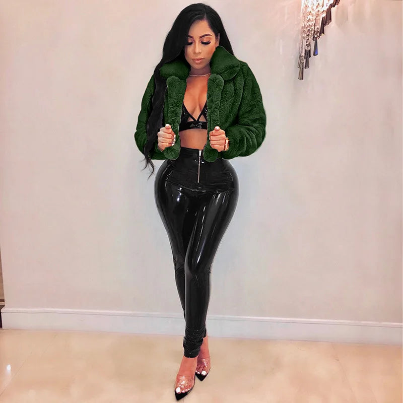 Women Coat Faux Fur Coats Sexy Short Jackets Turn Down Collar Long Maxi Loose Open Stitch Thick Warm Outerwear Autumn Winter