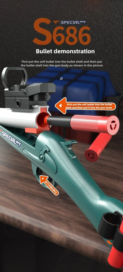 S686 Throwing Shell Toy Gun Soft Bullet Airsoft Launcher Outdoor Sports CS Game Fun Pistol Toy Gift for Boys