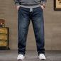 Extra Big Size Jeans Men High Elastic Waist Baggy Denim Pant Male Plus Large Loose Slim Fit Cowboy Trouser 8XL 6XL Classic Black