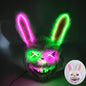 LED Bloody Rabbit Mask Glowing Killer Black Bear Mask Halloween Dance Party Cosplay Costume Props Assassinated Plush Rabbit Mask
