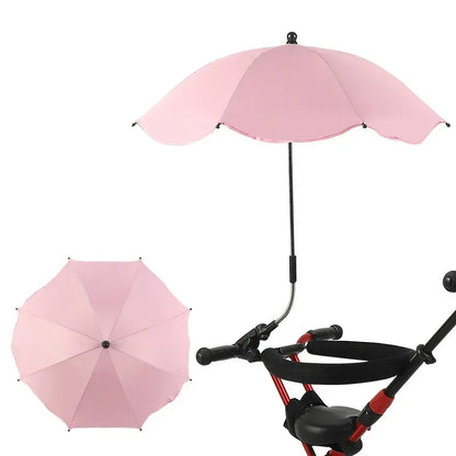 Universal Sun Umbrella for Baby Stroller UV Protection Pram Umbrella 360° Adjustable Rainproof and Windproof Sunshade Parasol