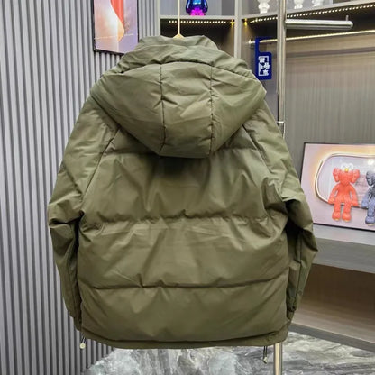 Fashion Men's Hooded Down Jacket Fall Winter Thick Warm Outdoor Windproof Sportwear Coats Male Disposable White Duck Down Jacket