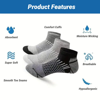 6 Pairs Men'S Short Sports Socks - Moisture-Wicking Breathable All-Season Athletic Low Tub Fashion Comfortable High-Quality