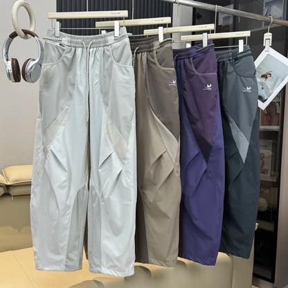 Men Outdoor Lightweight Quick Dry Ultra Loose Casual Splice Wide Leg Techwear Track Cargo Pants Women Streetwear Baggy Trousers