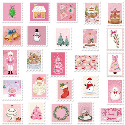 10/30/50PCS Christmas Pink Cartoon Stamps Stickers DIY Decoration Funny Notebook Phone Fridge Laptop Bike Car Graffiti Kids Toys