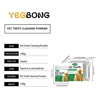 Pet Teeth Cleaning Powder for Cats Dogs Reduce Tartar Plaque Deep Clean Surface Dirt Keep Fresh Breath Oral Grooming Supplies