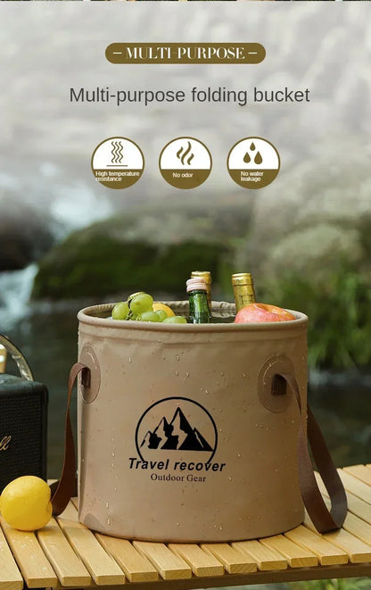 5/10/20L Folding Portable Bucket with Cover Car Wash Fishing Bathroom Tool Silicone Bucket Outdoor Camping Household Supplies