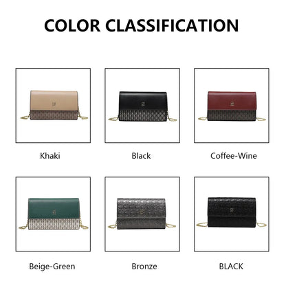 CH Women Crossbody Bag Splicing Letter Print Metal Chain Shoulder Purse PU Leather Flap Small Ladies Evening Clutch Handbag Gift