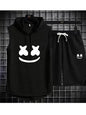 Brand Summer Men's Two Piece Set CasualT-Shirt and Shorts Set Mens Sports Suit Fashion Short Sleeve Tracksuit Hooded T-shirt