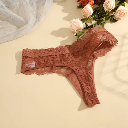 3Pcs Lace Sexy Thongs Women Low-Rise Briefs Sexy Soft Ladies Underwear Trendy Floral Underpants Female Flowery Panty Lingerie