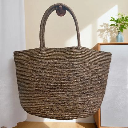 2026 Large Handwoven Rattan Tote Bag for Women Natural Straw Beach Bag Purse Luxury Shoulder Bags Handbag Summer