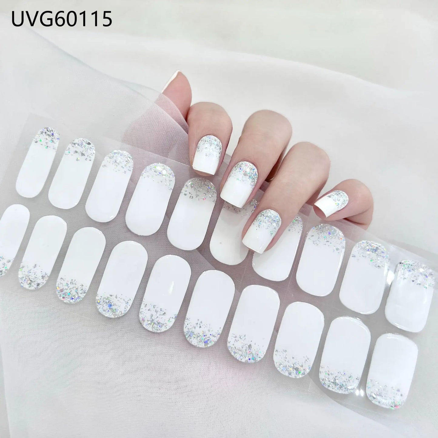 20/22Tips UV Semi cured Gel Nail Stickers Waterproof Long Lasting Full Gel Nail Wraps Press On Nail Decal DIY Manicure