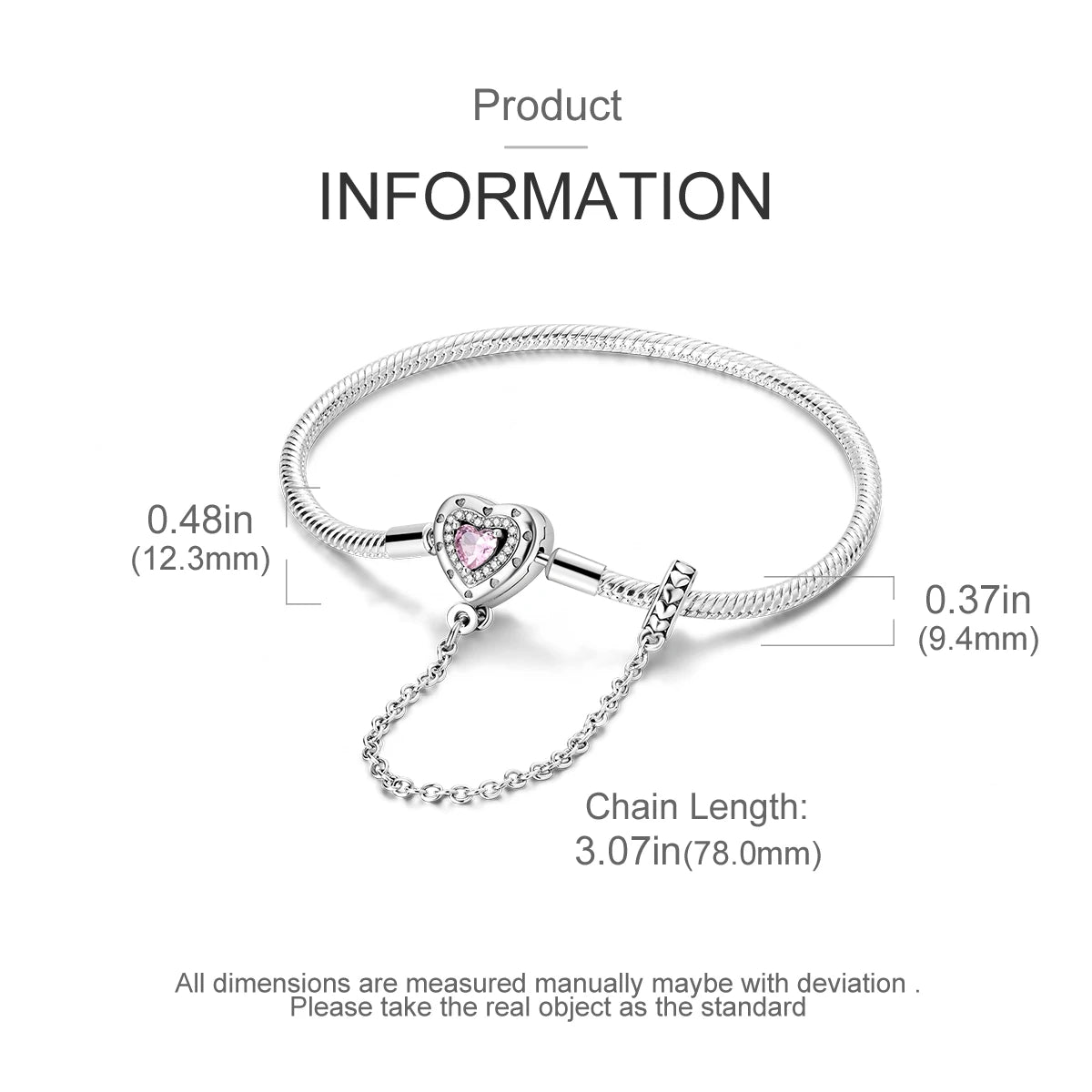 New Charm Bracelet 925 Silver Heart Shape Holy Mother Snake Chain Clasp Bracelet Fit Original Bead DIY Fashion Jewelry