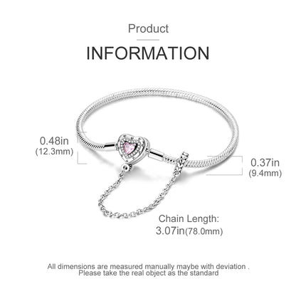 New Charm Bracelet 925 Silver Heart Shape Holy Mother Snake Chain Clasp Bracelet Fit Original Bead DIY Fashion Jewelry