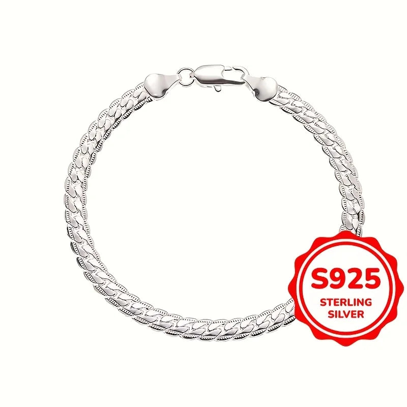 Hot cute 925 sterling Silver 5mm Cuban Chain Bracelet for women men lady men 20cm 8inch wedding party gift