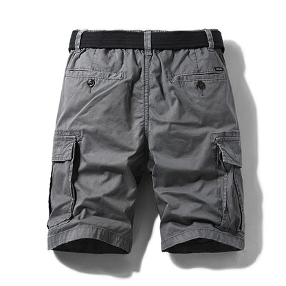 New Summer Men Cotton Multi pockets Cargo Shorts Jogger Loose Pants Man Casual Tooling Shorts Quality Male Shorts Pants NO Belts