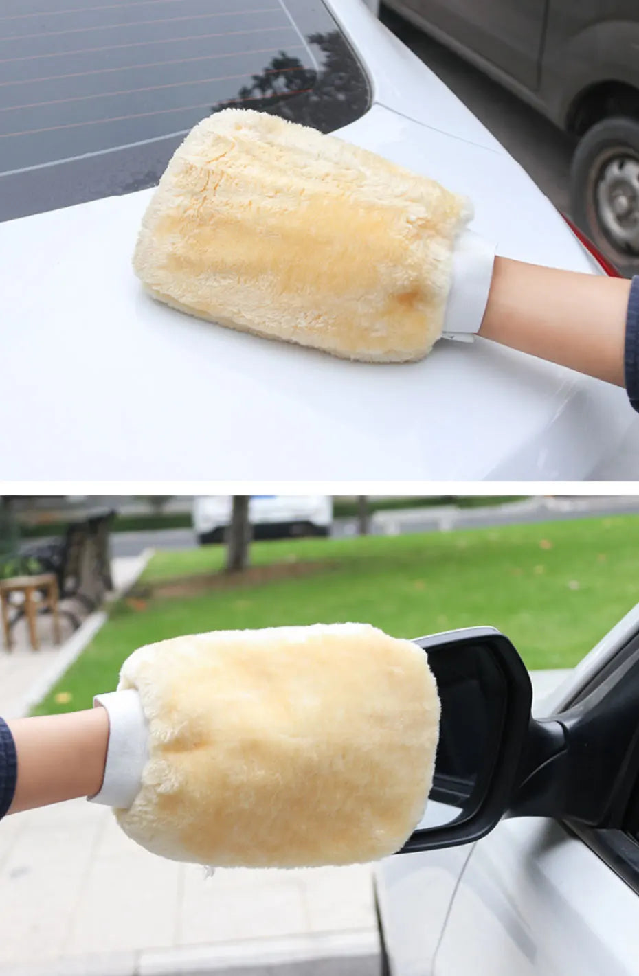 SEAMETAL Waterproof Car Wash Microfiber Gloves Soft Thickened Wool Plush Car Cleaning Mitt Double-faced Glove Car Wash Supplies