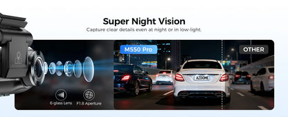 AZDOME M550 Pro 5.8Ghz WiFi 2/3 Channel Dash Cam 4K+2.5K Built-in GPS 3.19" IPS Screen Car DVR IR Night Vision 24H Parking Mode
