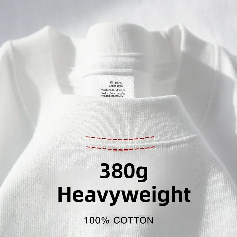 300g Cotton T Shirts Men Short Sleeved Heavyweight Summer Round Neck Loose Breathable Shirt for Men Women Basic Tee