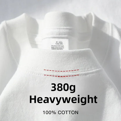 300g Cotton T Shirts Men Short Sleeved Heavyweight Summer Round Neck Loose Breathable Shirt for Men Women Basic Tee