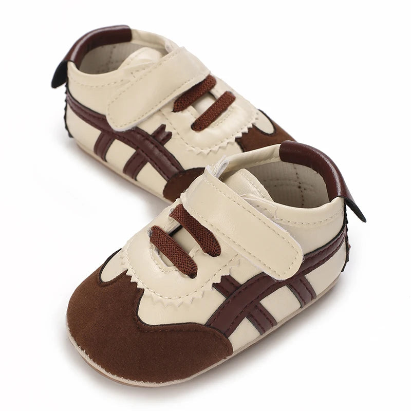 Spring and Autumn Fashion Stripes 0-1 Baby Shoes Baby Shoes Step Front Shoes Rubber Bottom Anti Slip Sneakers