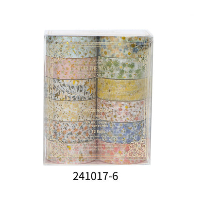 Creative Floral Hot Foil Washi Tape Set,12 Rolls Decorative Masking Tape for Scrapbooking,Journaling,DIY Gift Supplies