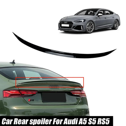 For Audi Accessories A5 S5 RS5 A3 A4 A6 Sedan S Line Car Rear Wing Trunk Tail Spoiler Lip Rubber Black Soft Plastic Gloss Black