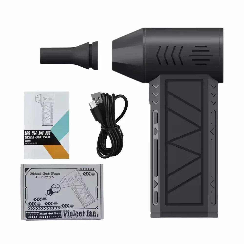 130000 RPM  Fan Electric Air Blower Brushless Motor High-Speed Violent Fan 52m/s Overheat Protection 4000mAh Battery