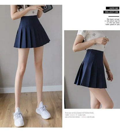 Preppy Style Women Pleated Skirt High Waist A-Line Mini Skirt School Girl Skirt JK Uniform Skirt Skater Skirt Black Plus Size