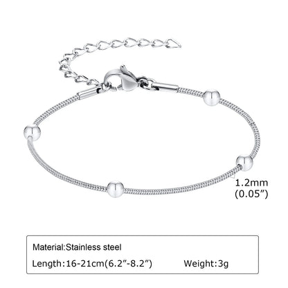 Women Chain Bracelet Silver Color, Stainless Steel Link Stackable Bracelets, Layered Waterproof Gifts