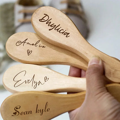 Baby Hairbrushes Engrave Infant Name Wooden Newborn Hair Brush Personalized Comb Birth/Baptism/Birthday Baby Shower Gifts