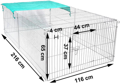 EUGAD Cage for Rabbit Enclosure Hamster Squirrel Chicken Coop Small Animals Outdoor Hutch with Sun Protection Silver Pet House