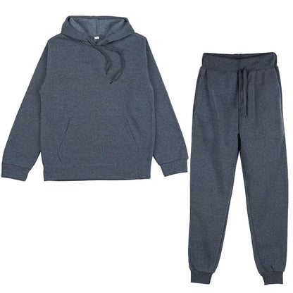 Men's Autumn and Winter New Solid Color Hoodie+pants Two-piece Set Fashionable Casual Sports Set Size S-3XL