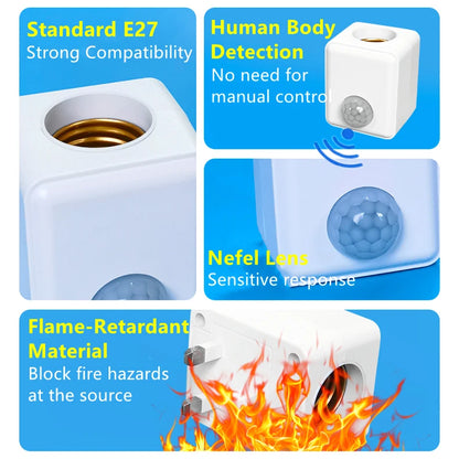 E27 PIR Motion Sensor Led Switch Lamp Base EU/US AC85-265V Plug Human Induction Light Bulb Holder Socket Adapter Converter