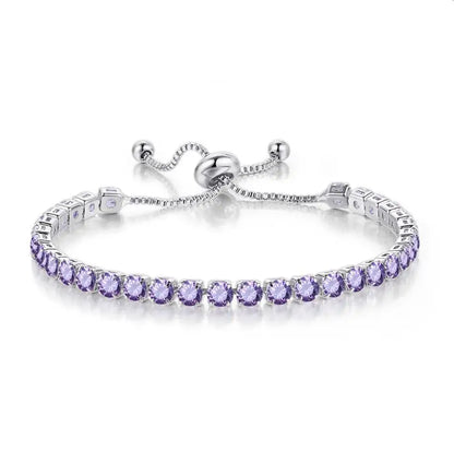 Adjustable Colorful Birthstone Tennis Bracelets for Women 4MM Crystal Bangle Female Hand Chain Trend Jewelry Accessories H133