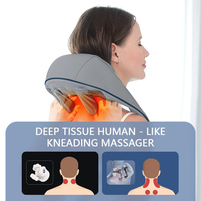 Foreverlily 26W Brushless Motor Neck And Shoulder Massager Wireless Shoulder And Back Kneading Massage Shawl Neck masajeador