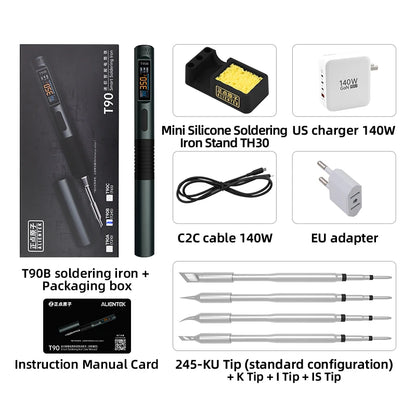 ALIENTEK T90 Smart Soldering Iron PD 3.1140W Portable Digital Display 80-450℃ PCB Precision Soldering Iron Repair Tool Kit