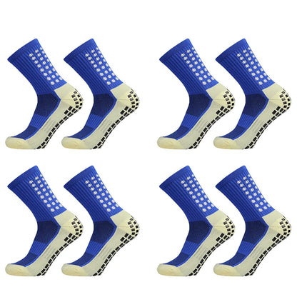 1/4 Pairs Anti-slip Soccer Women Men Outdoor Sport Grip Football Yoga Socks
