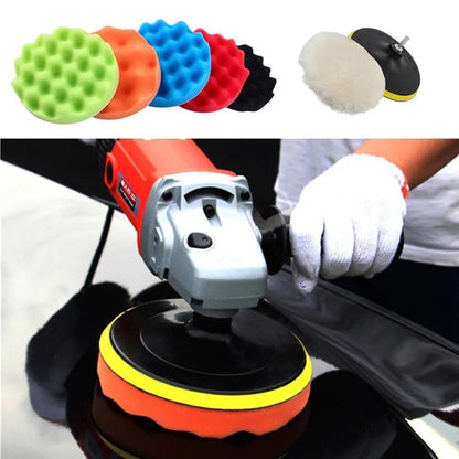 8Pcs 3-7Inch Foam Polishing Pad Set Thread Buffing Disc with Drill Adaptor for Auto Car Polisher Detailing Power Tools
