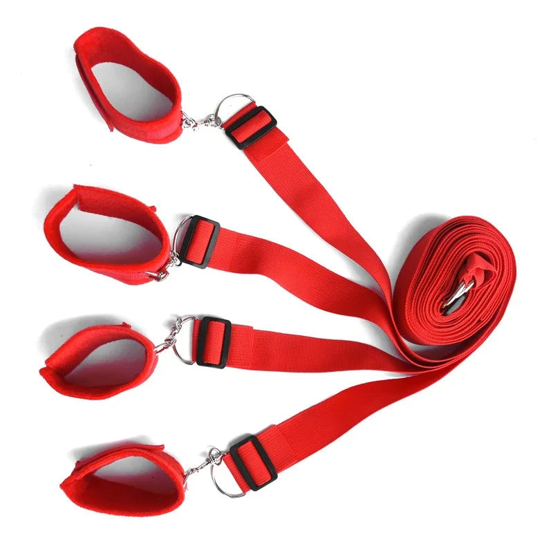 Bed Bondage Restraint Set Adjustable Wrist Ankle Cuffs Comfortable Couples Handcuffs Adult Sex SM Game Lover Intimate Play Kit