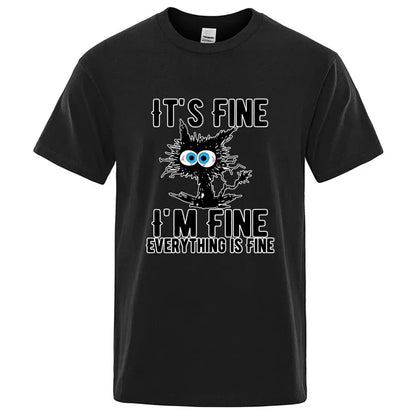 Men's High Quality T-shirt Cotton Blend Funny Cool Cat Printed T-shirt Casual Men Short Sleeve T-shirt for Men T-Shirt Male Top