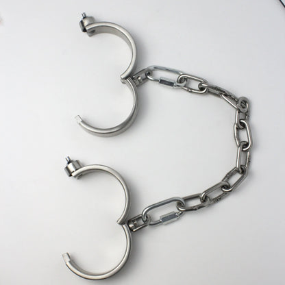 Heavy Duty Stainless Steel Handcuffs Ankle Cuffs Neck Collar Press Lock BDSM Restraints Bondage Adult Games Sex Toys for Couples