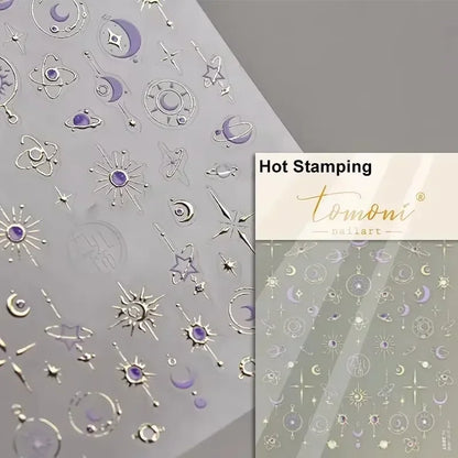 1pcs 5D Star Moon Nail Stickers Kawaii Pink Retro Bronzing Nail Art Sticker Decorations Decals DIY Adhesive Slider Accessories