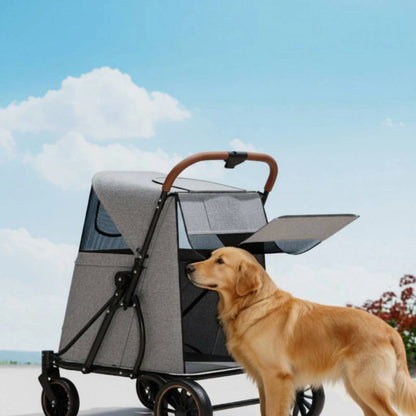 Large Dog Stroller Swivel Wheels Foldable Pet Stroller Pet Travel Enclosed for Other Pets, Outdoor Walking, Transport