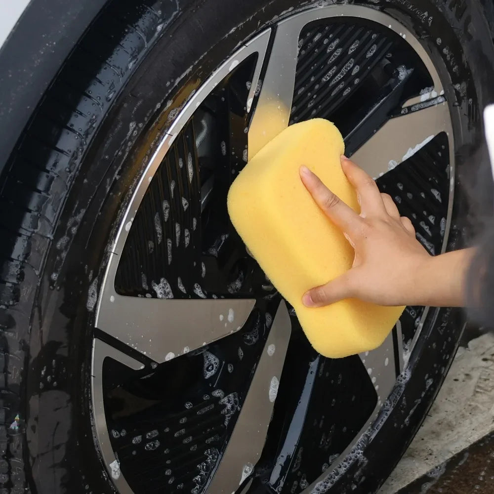 Large Car Wash Sponge Multi-Purpose High-Density Yellow Honeycomb Sponge Block for Automotive Detailing Waxing Seam Cleaning