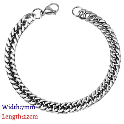 LUXUKISSKIDS Stainless Steel Couple Men/Woman Bracelets Fashion Curb Cuban Link Chains On Hand Rock Bracelet Wrist Jewelry Gifts