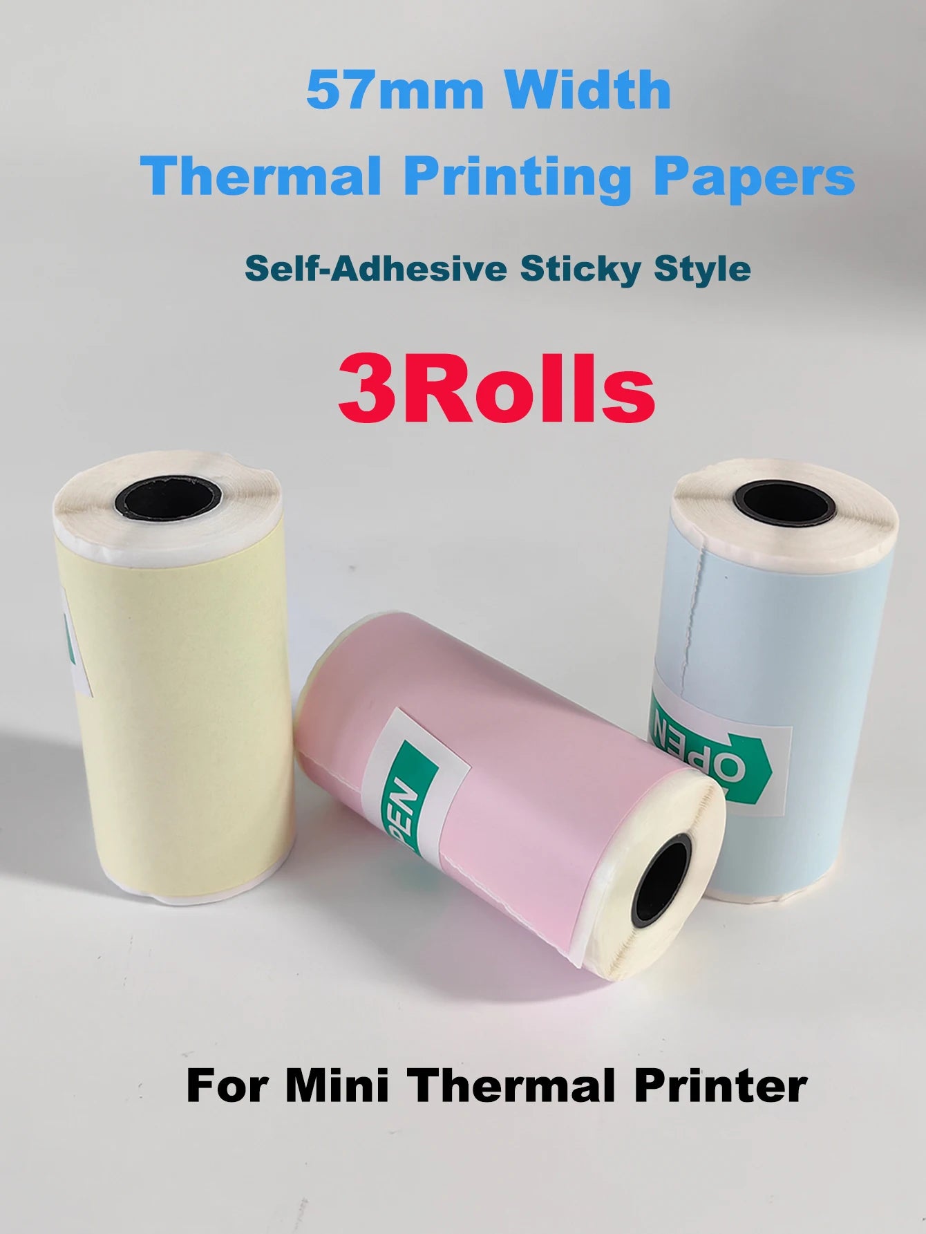 5 Rolls 10 Years Use PeripageThermal Adhesive Sticker Photo Paper for Cute Cat Mini Paperang Memobird Poooli Printers Supplies