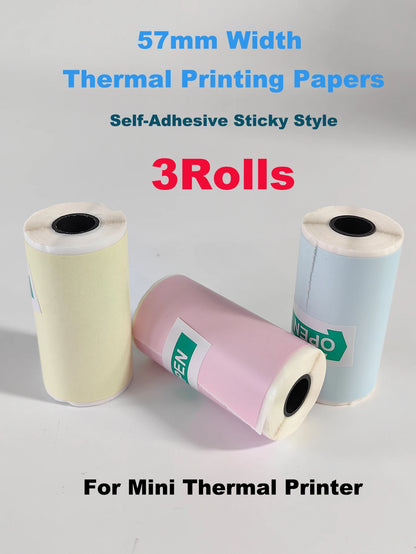 5 Rolls 10 Years Use PeripageThermal Adhesive Sticker Photo Paper for Cute Cat Mini Paperang Memobird Poooli Printers Supplies
