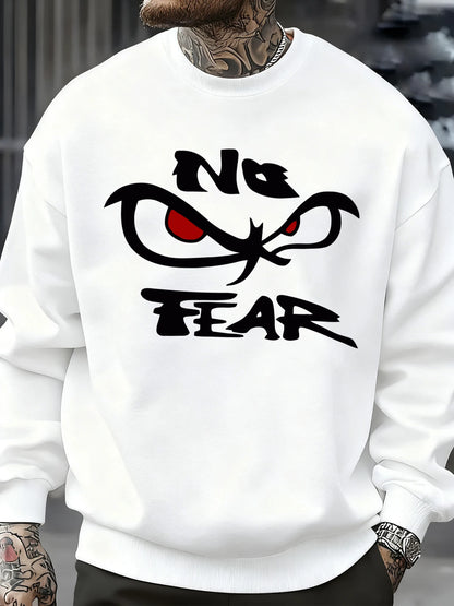 No Fear Determined Gaze Prints Mens Pullovers Soft Casual Sweatshirts Autumn Oversize Streetwear Crewneck Fleece Clothing Unisex