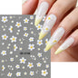 5D Pink Blue Floral Nail Art Stickers Petals Leaf Plant Embossed Nail Decals Spring Summer Flower Design for DIY Nail Supplies